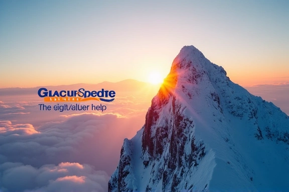GlacierStride Snow Sports logo on a snowy mountain