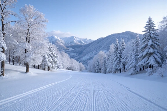 Image of Niseko, Japan with deep powder snow and trees