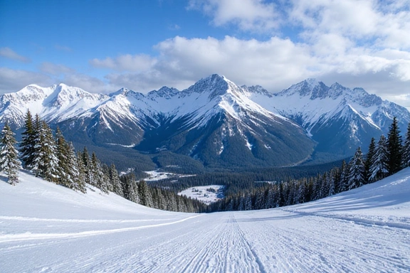 Image of Whistler Blackcomb slopes with majestic mountains