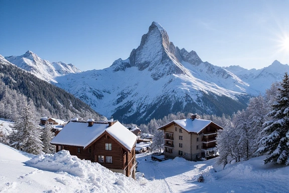 Image of Zermatt, Switzerland with Matterhorn mountain in background