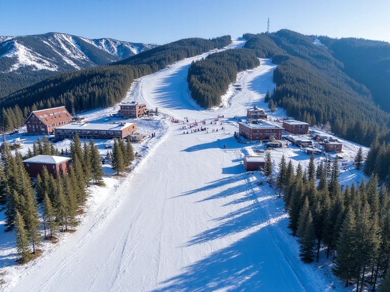 Aerial view of a ski resort