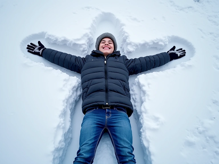 Person making a snow angel