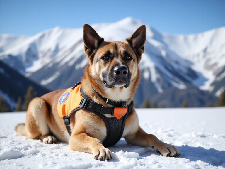 Ski patrol dog on duty