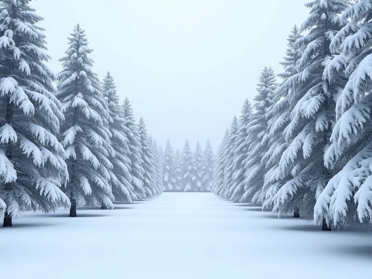 Snow-covered trees and a peaceful winter landscape