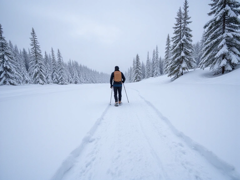 Snowshoeing through deep snow